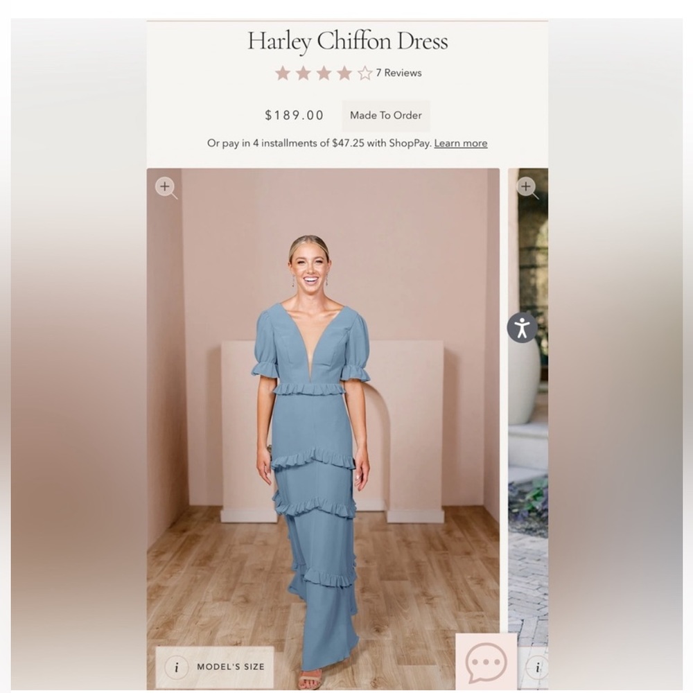 FRENCH BLUE - Revelry Harley Chiffon Bridesmaid Dress - Size 4 - NO ALTERATIONS